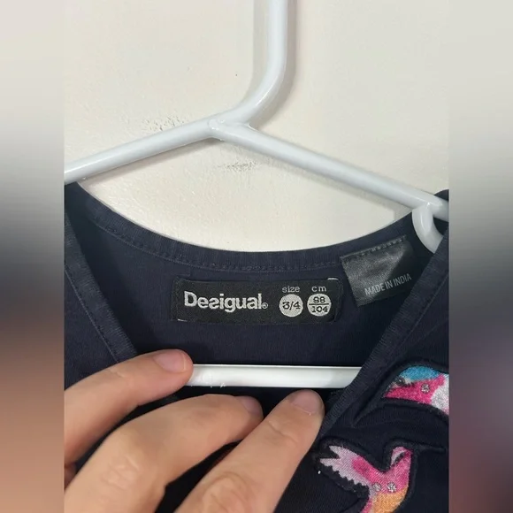 Desigual Kids' Navy Dress Hummingbird Size 3/4 - Picture 2 of 9